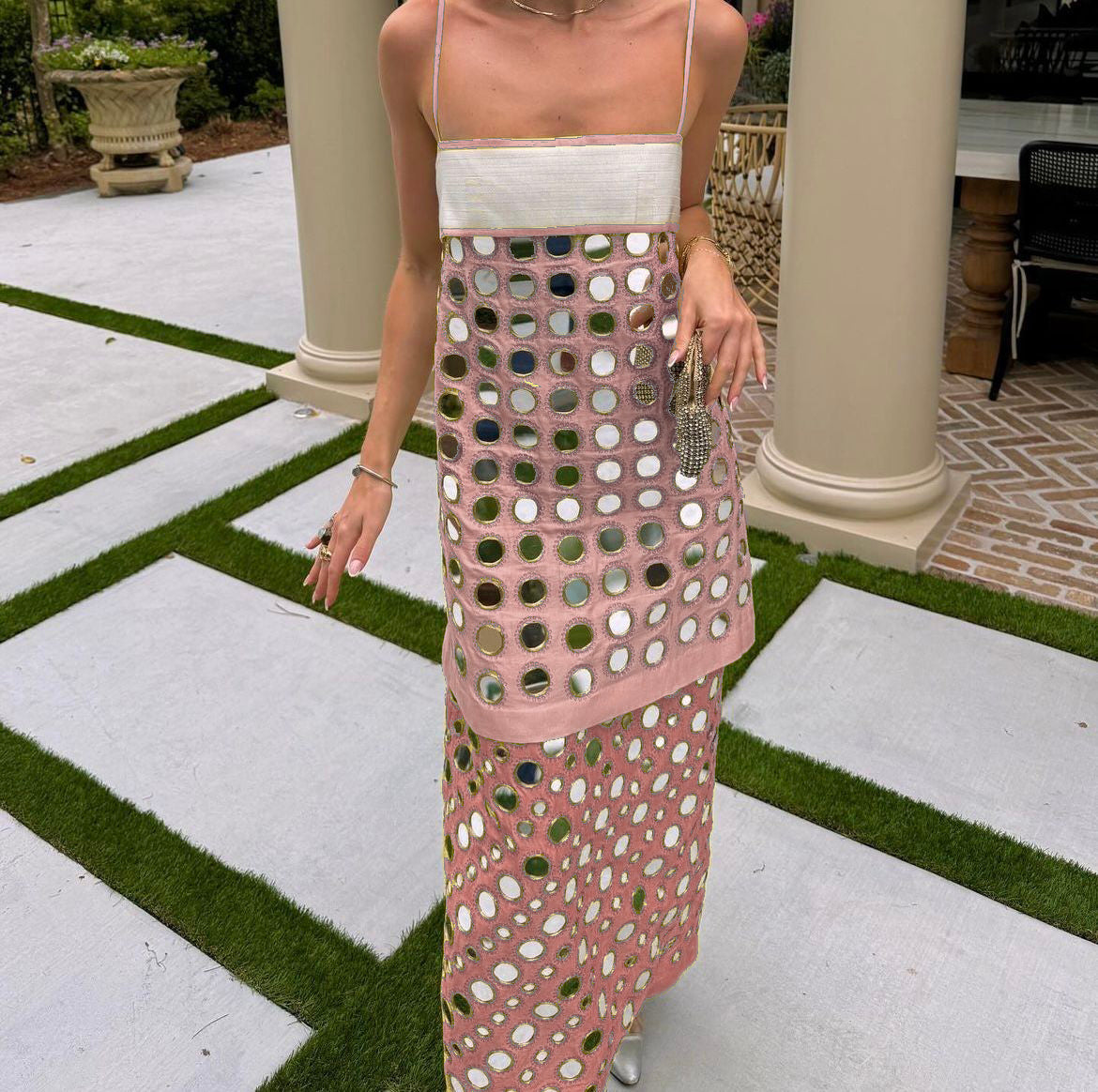 Handmade layered mirrored dress-Calistari-pink