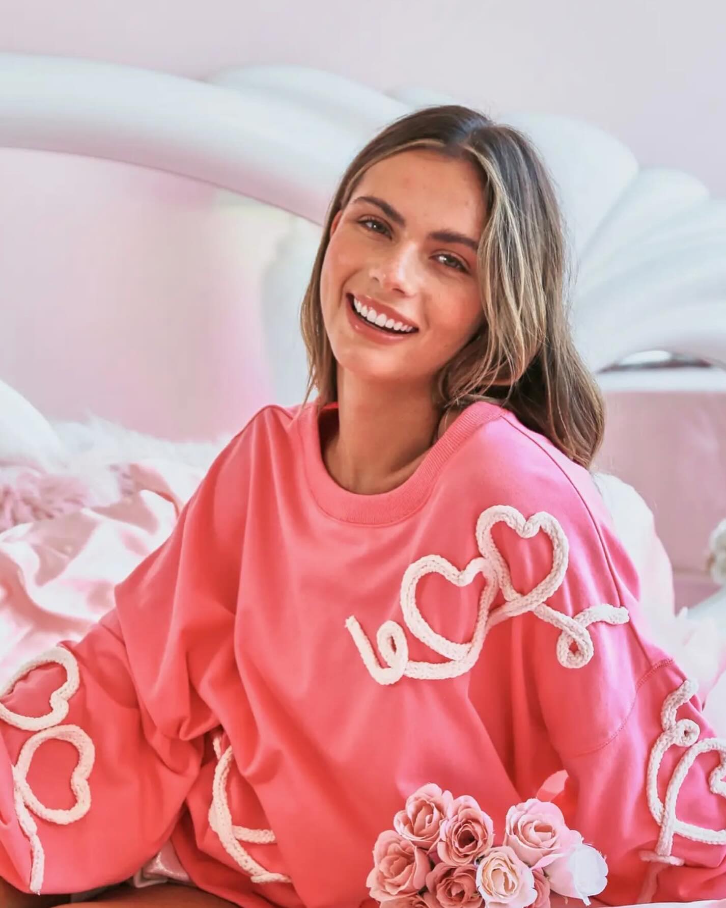 Heart Thread Embroidered Sweatshirt