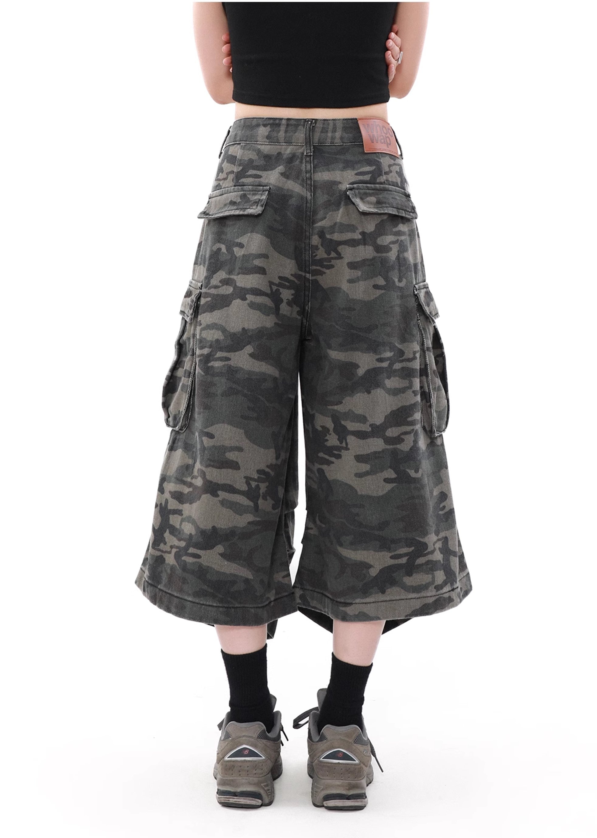 【MR nearly】Camouflage pattern double pocket design short silhouette cargo pants  MR0113