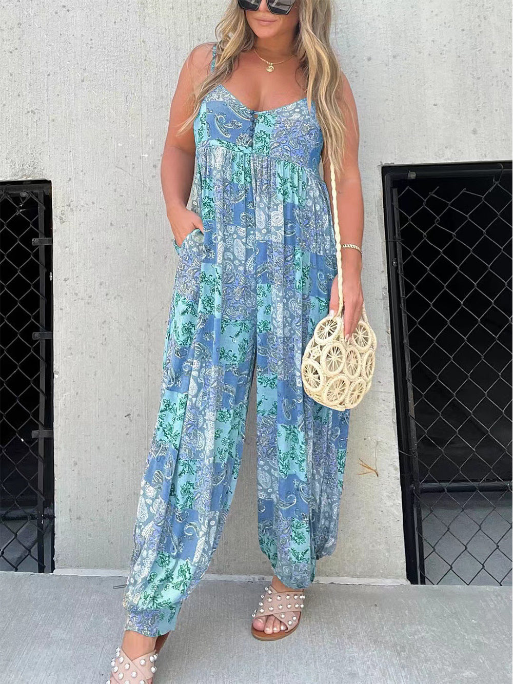 High Waist Printed Jumpsuit