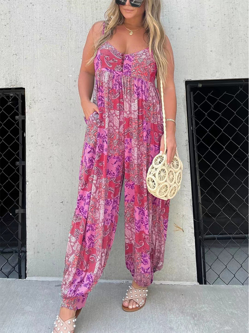 High Waist Printed Jumpsuit