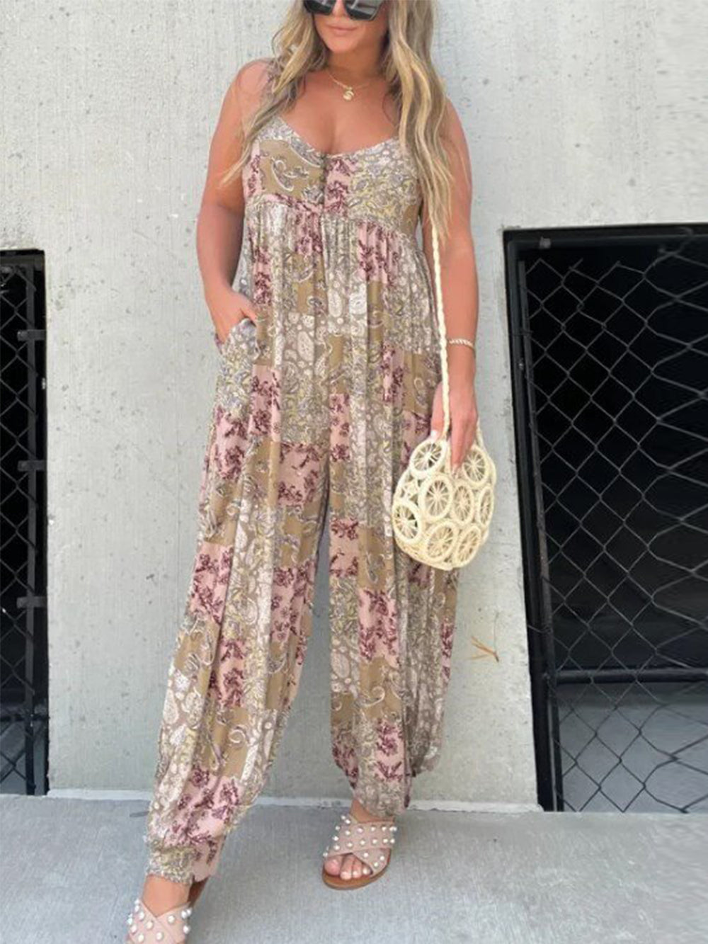 High Waist Printed Jumpsuit