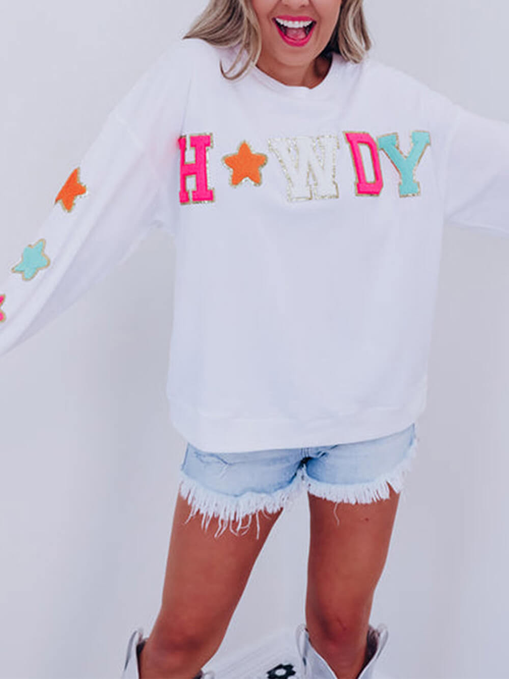 Fashion Letter Star Print Sweatshirt