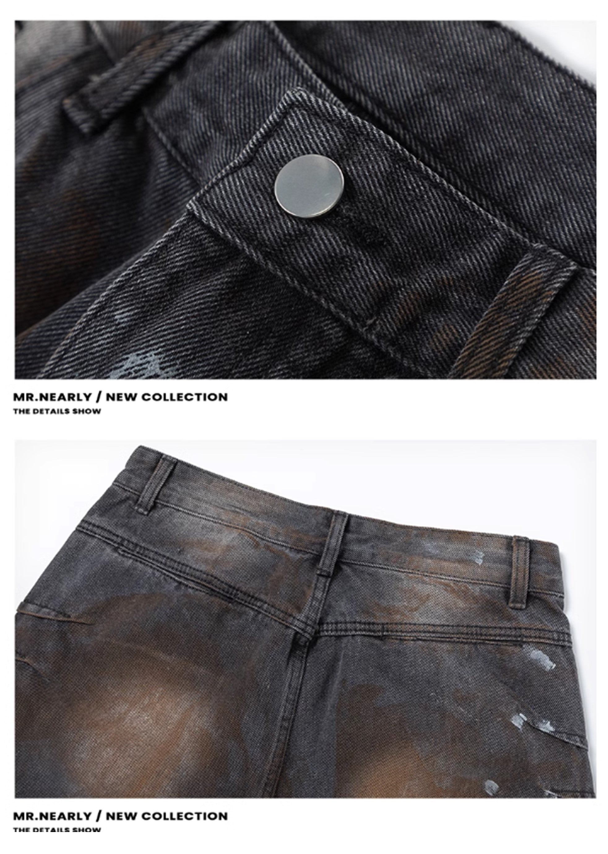 【MR nearly】Rusty claw mark design blonde wash denim pants  MR0101