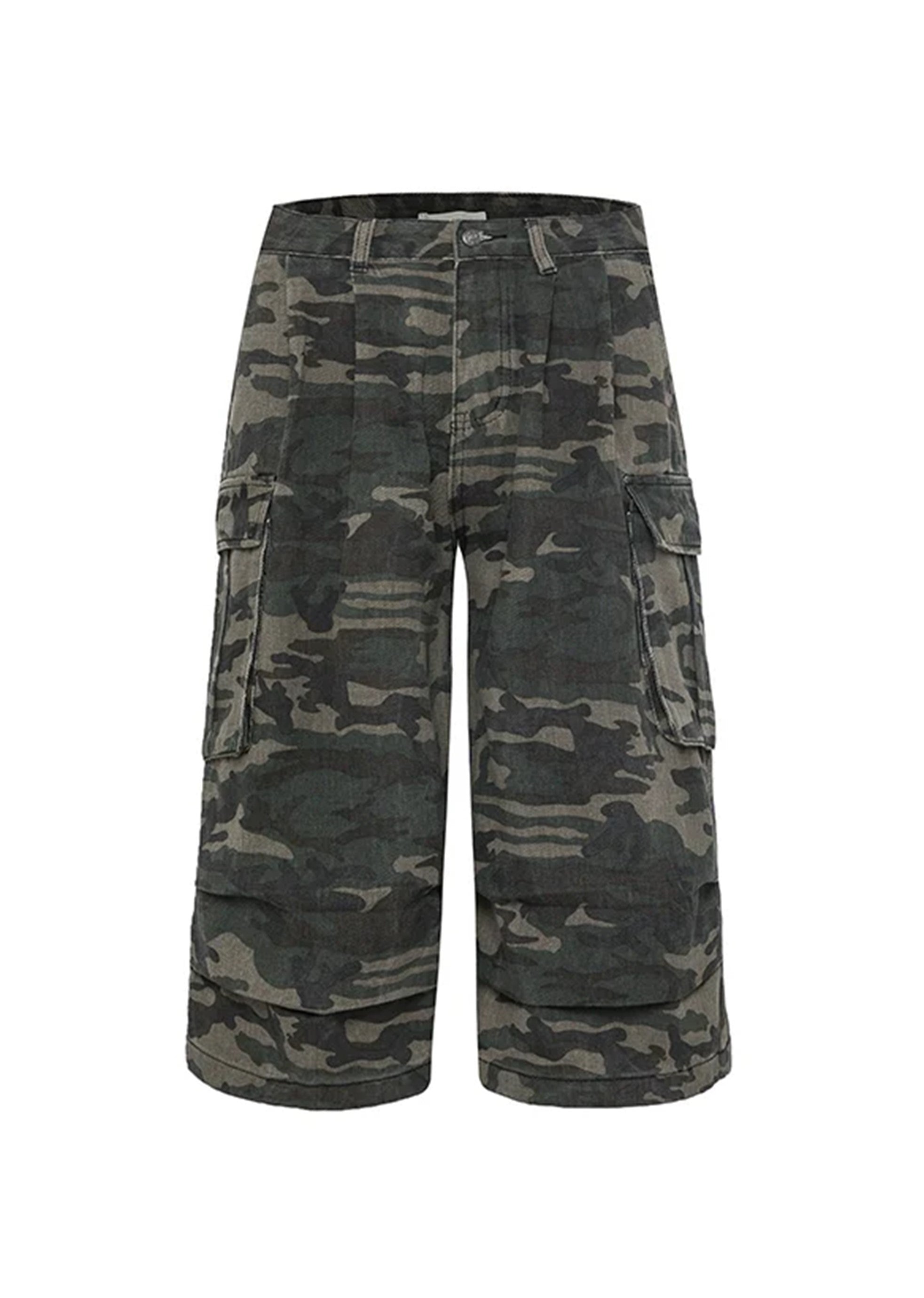 【MR nearly】Camouflage pattern double pocket design short silhouette cargo pants  MR0113