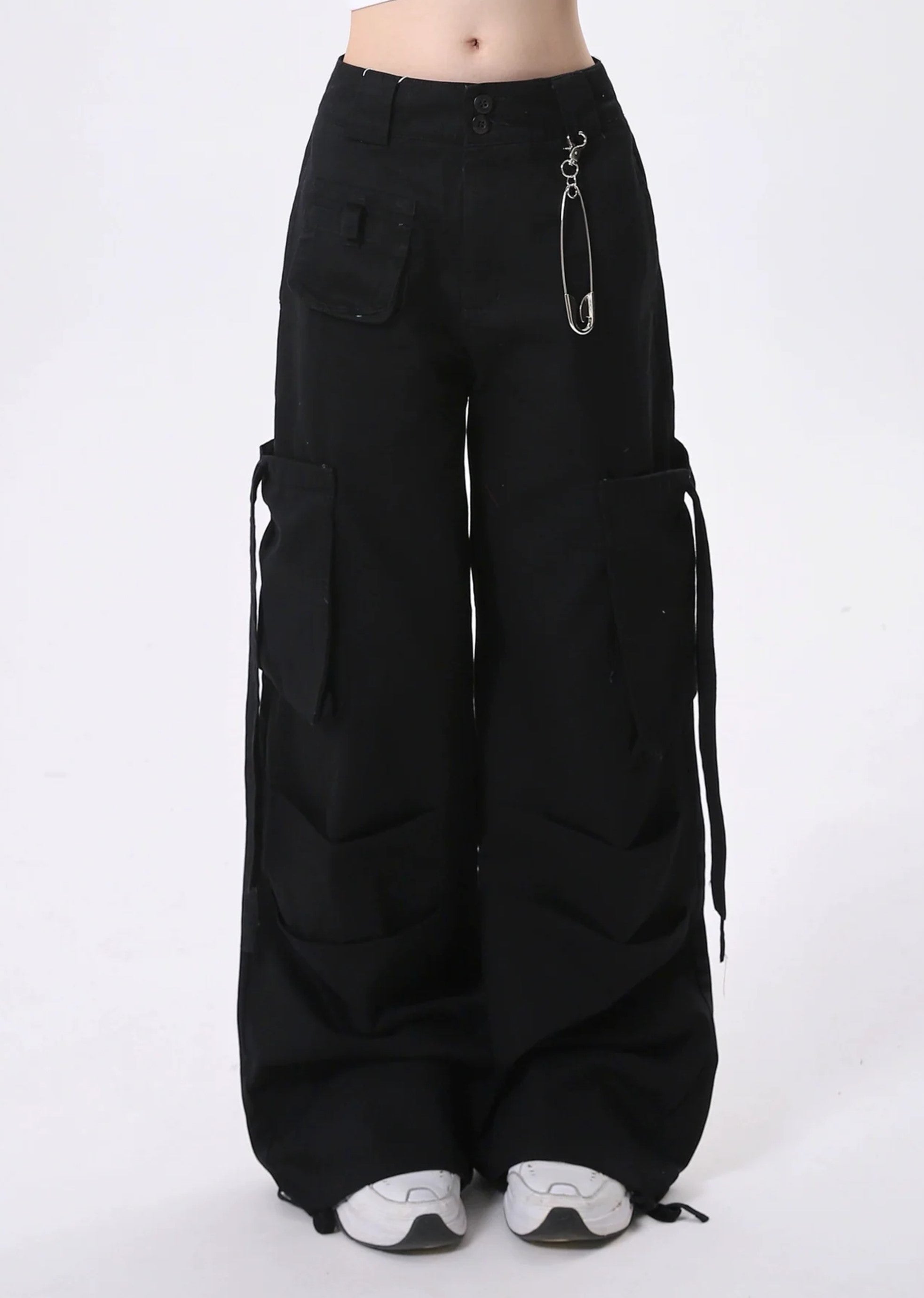 【Rayohopp】Suspender design loose silhouette double cargo collar pants  RH0121