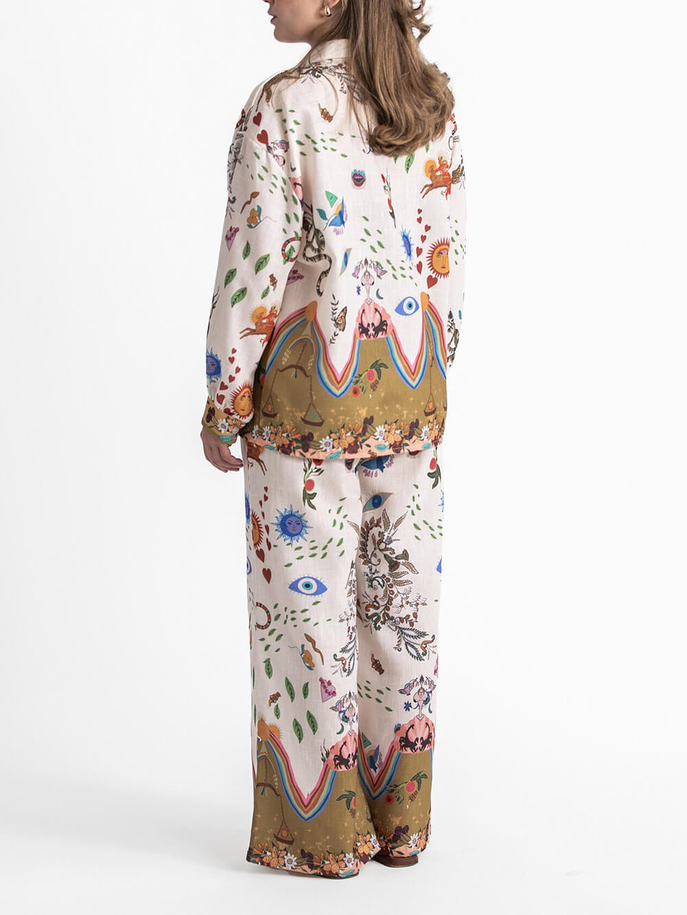 Features Ethnic Print Loose Elastic Waist Pants