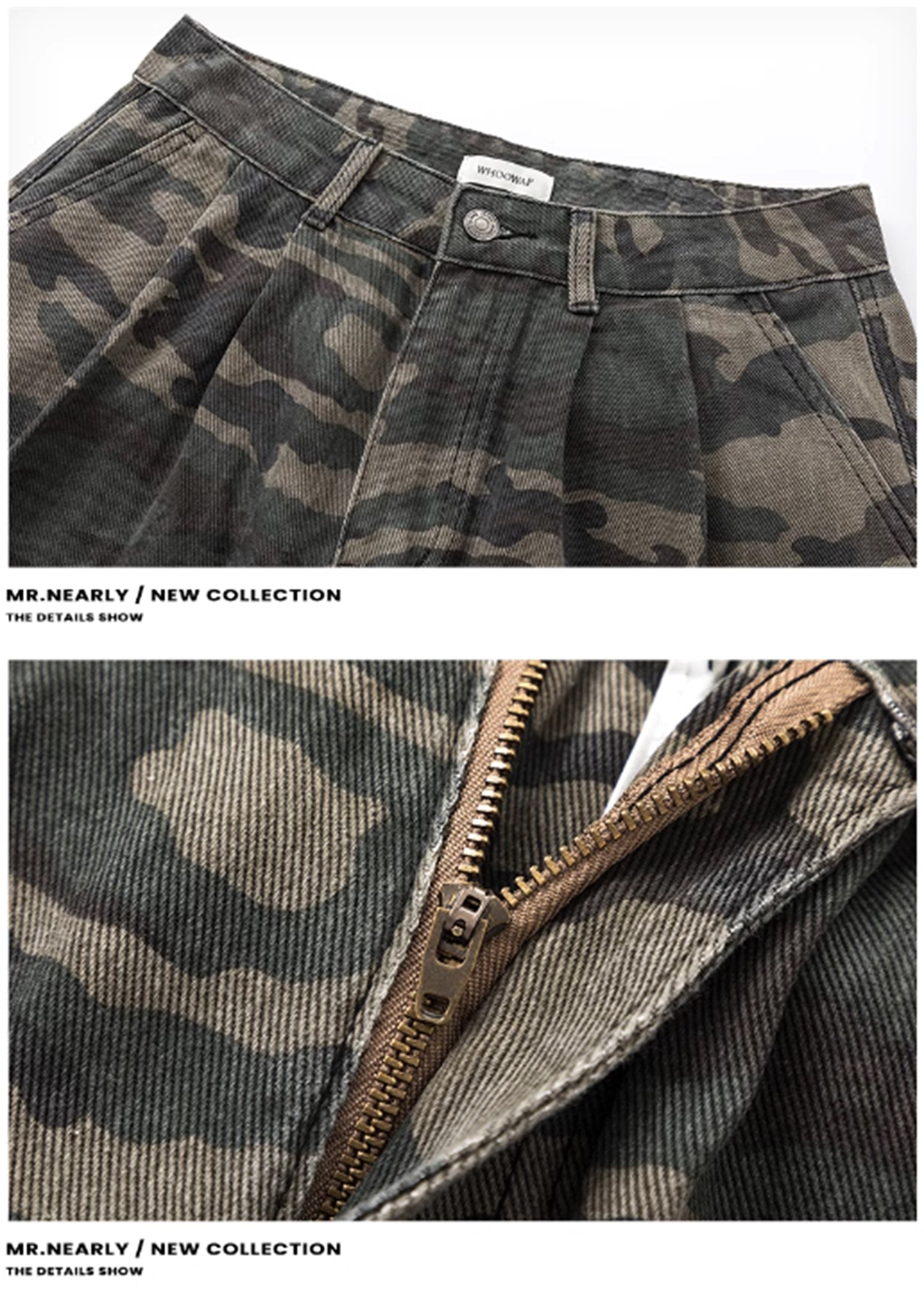 【MR nearly】Camouflage pattern double pocket design short silhouette cargo pants  MR0113