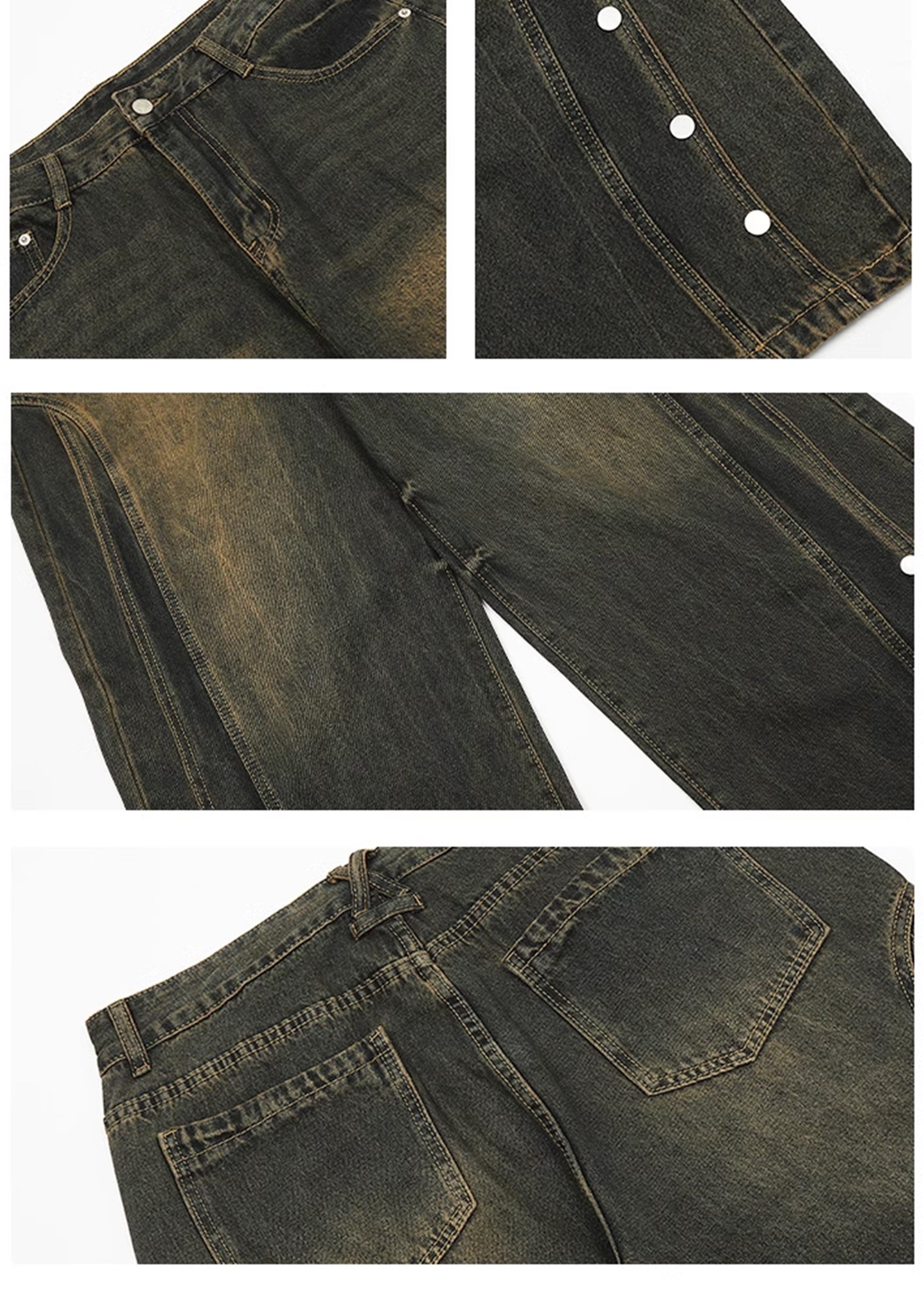 【ACRARDIC】Patch design change wide overwash denim pants  AI0013