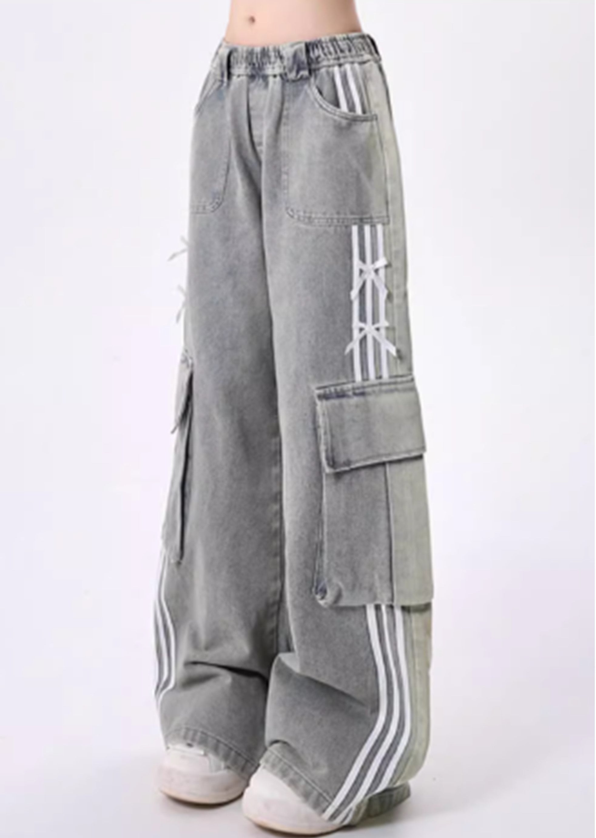 【Rayohopp】Waist frill gimmick line cargo sweat pants  RH0122