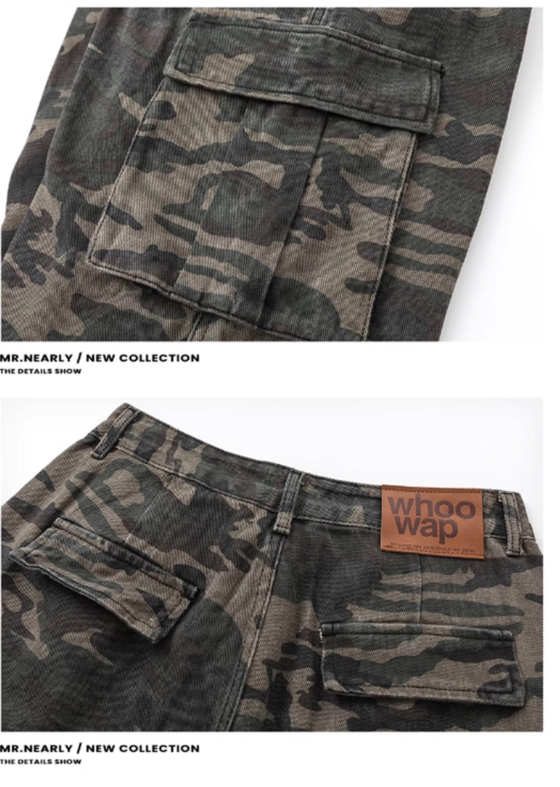 【MR nearly】Camouflage pattern double pocket design short silhouette cargo pants  MR0113