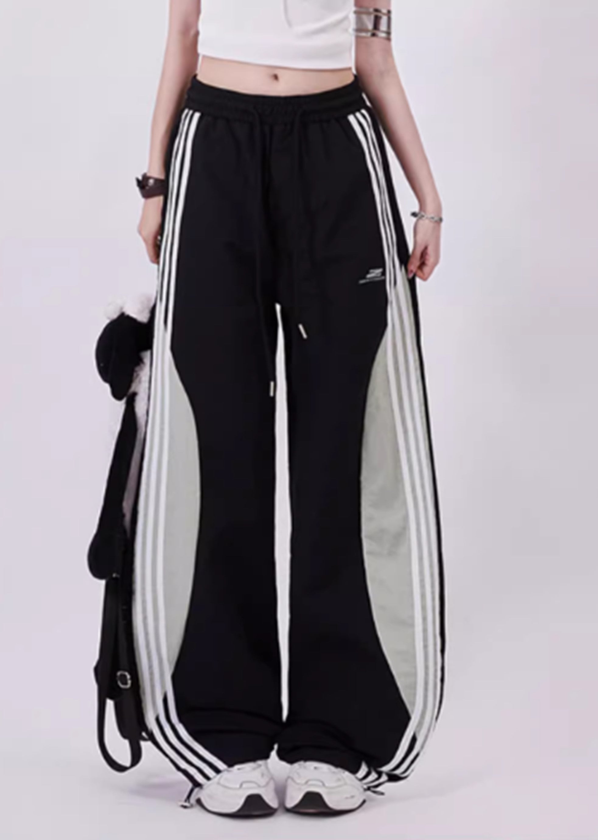 [Rayohopp] Wave side monotone line wide design pants RH0110