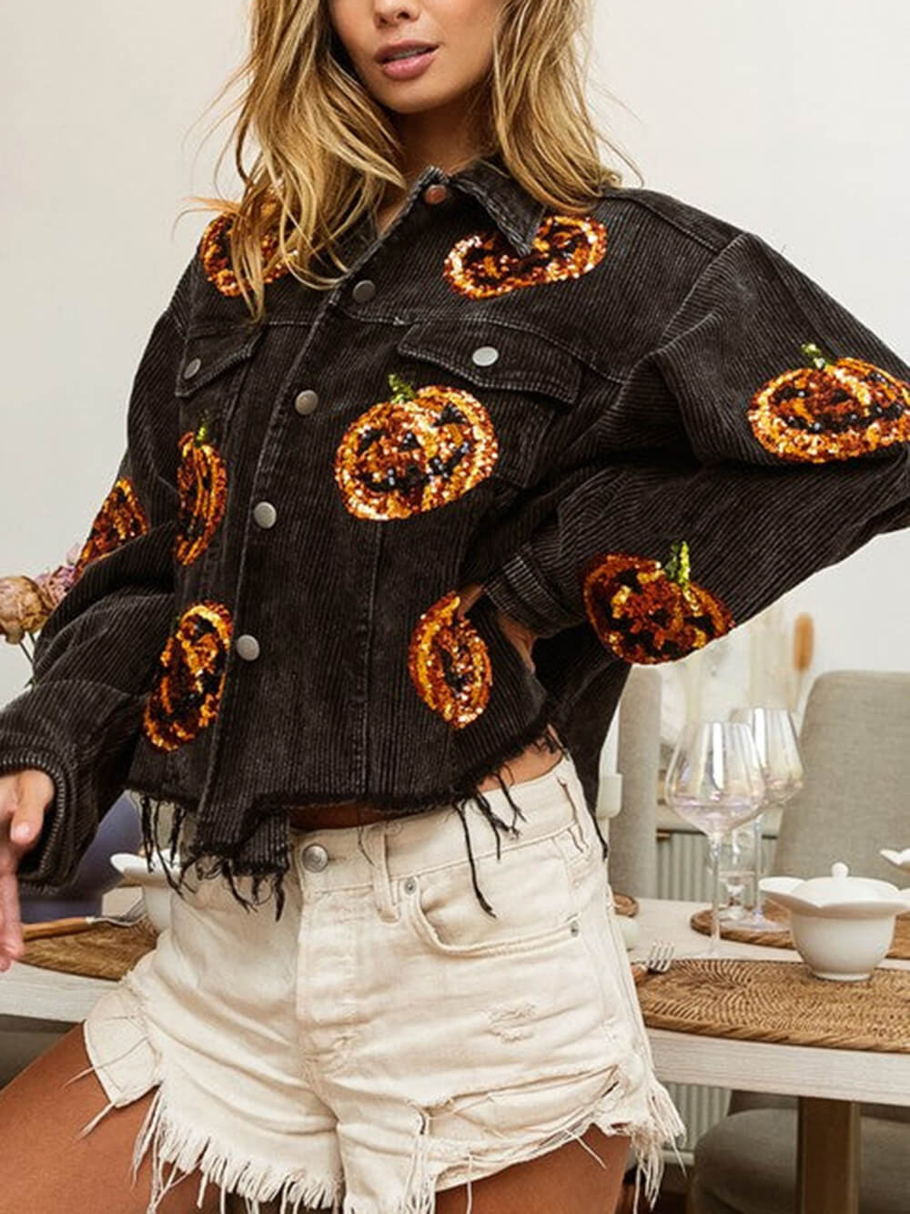 Pumpkin Sequin Oversized Jacket