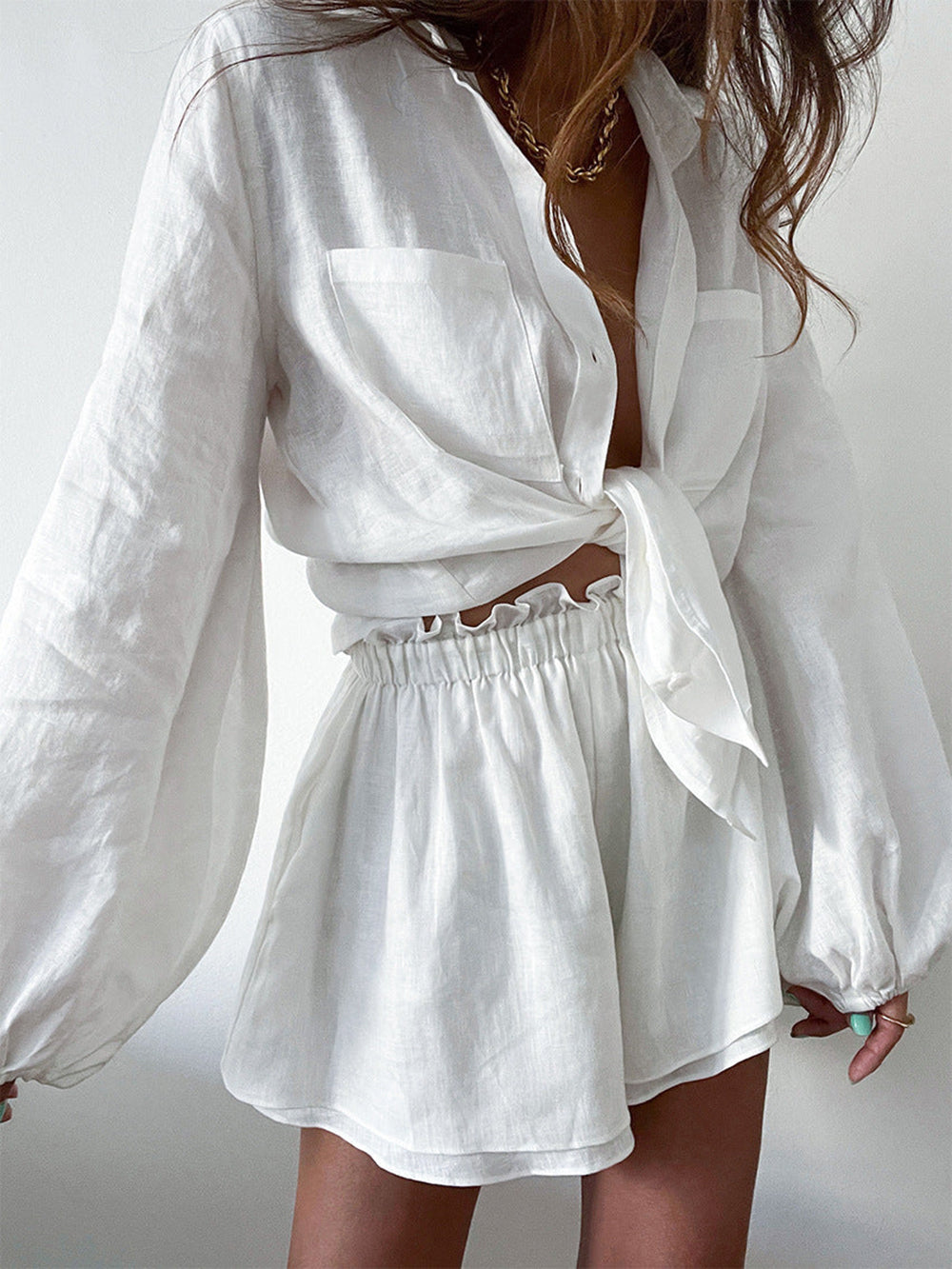 Linen Two Piece Shorts Set