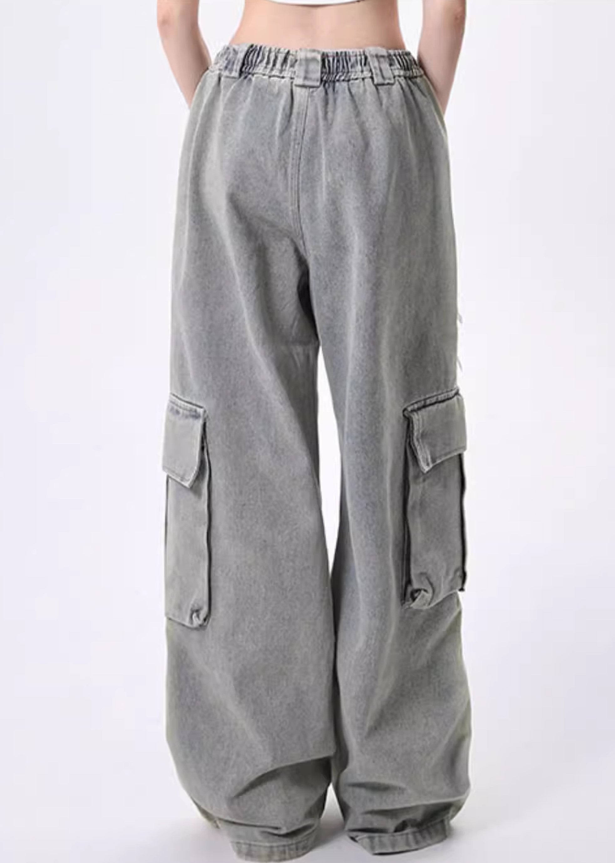 【Rayohopp】Waist frill gimmick line cargo sweat pants  RH0122