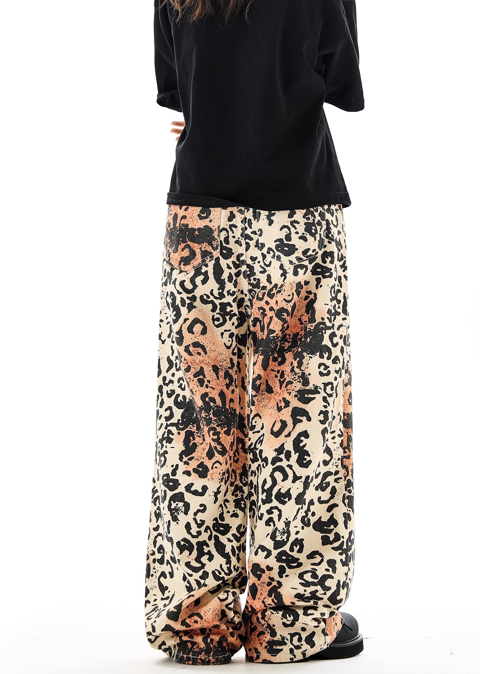 [H GANG X] Random wash animal print design wide pants HX0054