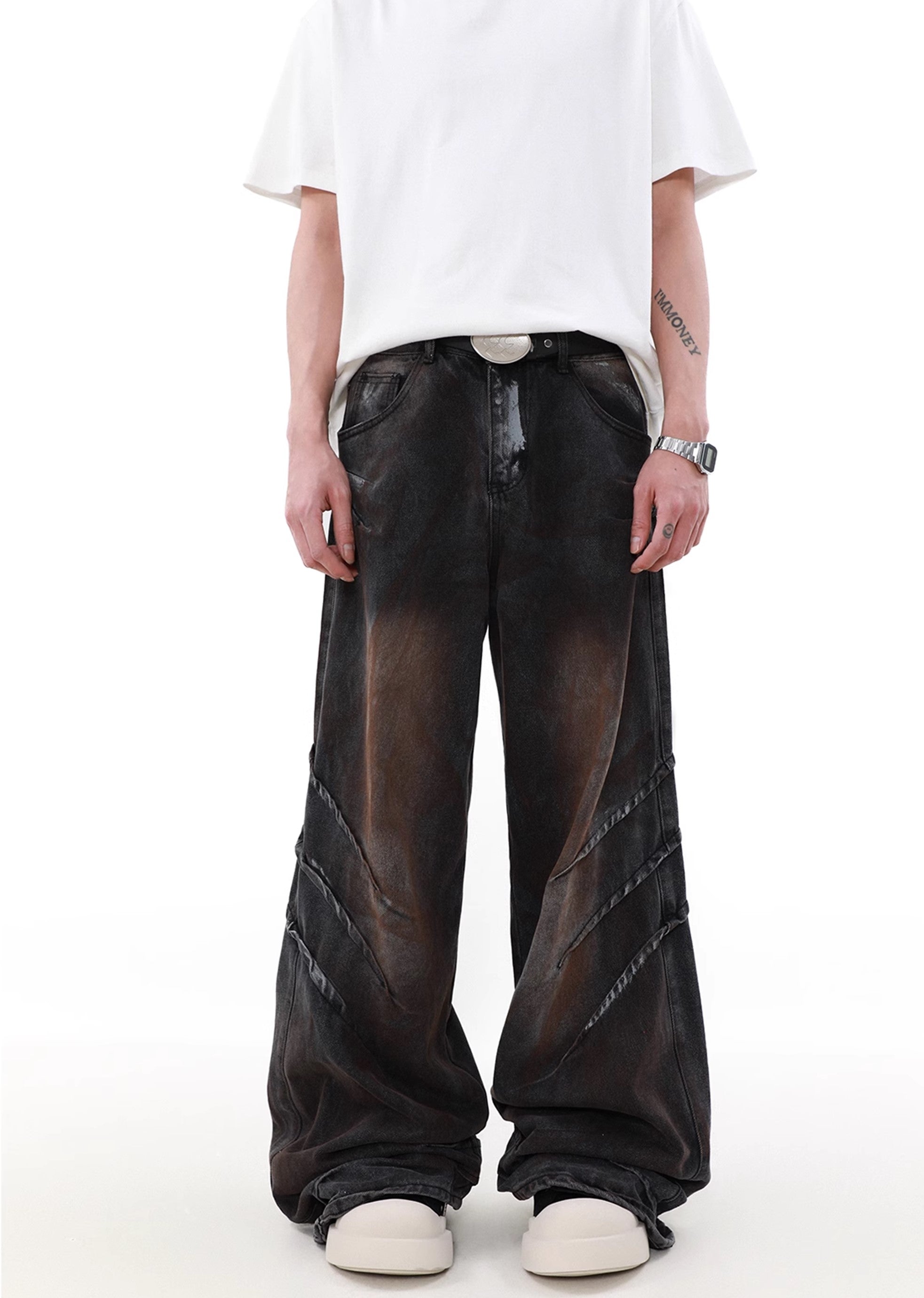 【MR nearly】Rusty claw mark design blonde wash denim pants  MR0101