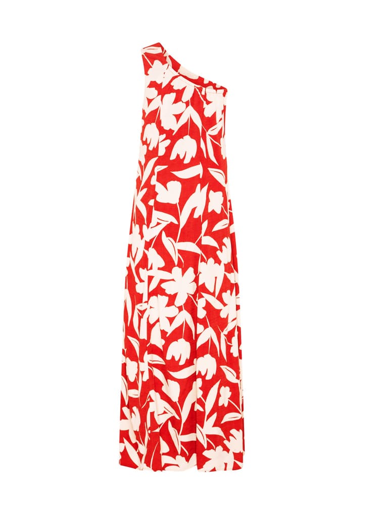 One-Shoulder Tie Maxi Dress In Valencia