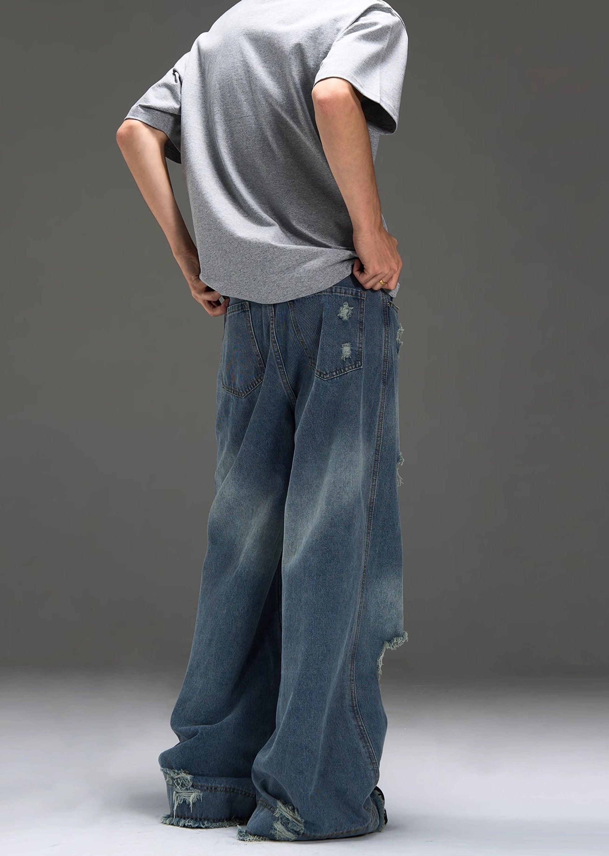 【MAXDSTR】Gimmick distressed vintage grunge style oversized denim pants  MD0154