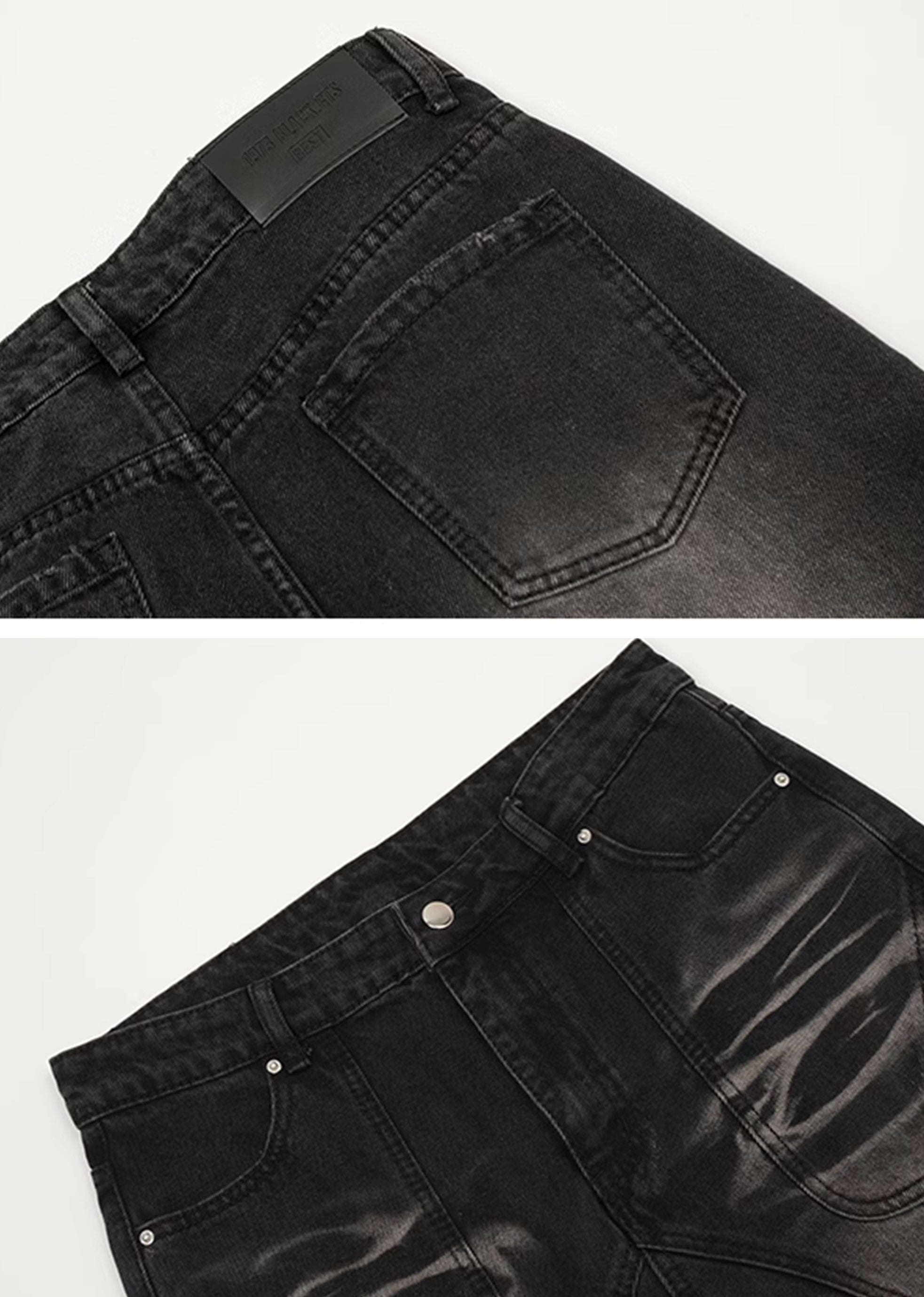 【VINMUK】Basic style dull black wide denim pants  VM0014