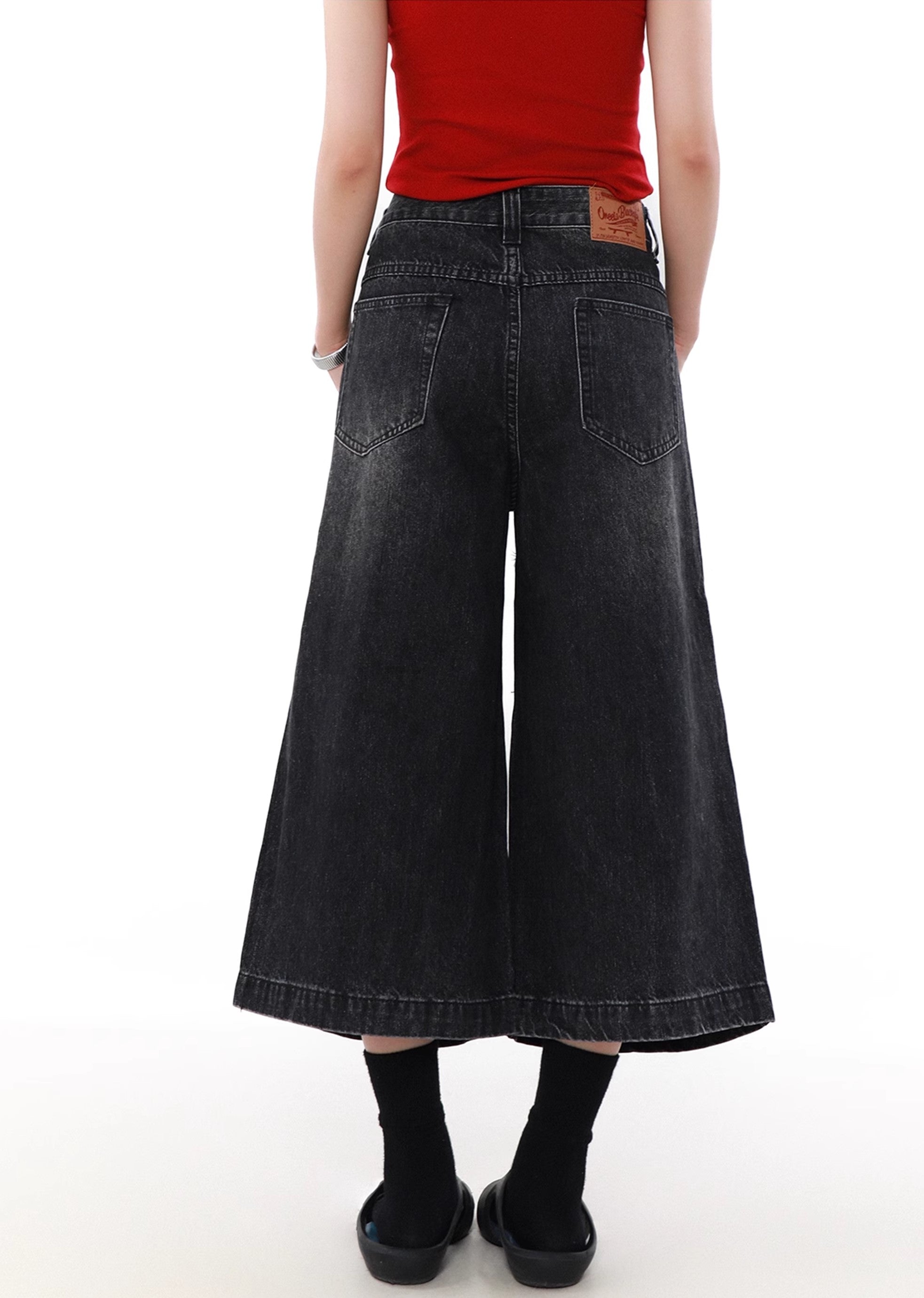 【MR nearly】Frayed double damage short silhouette denim pants  MR0118