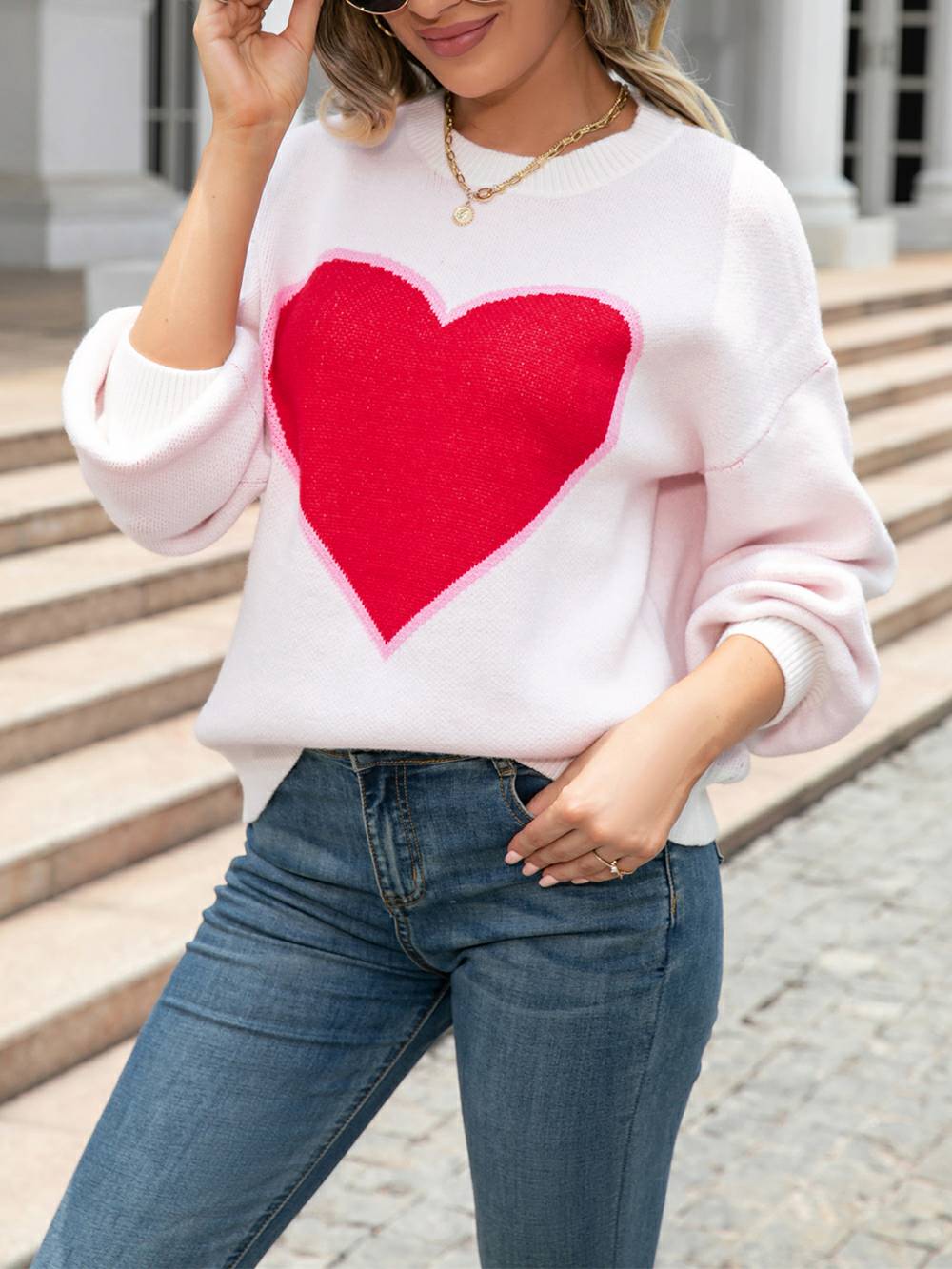 Sweetheart Knit Pullover Sweater