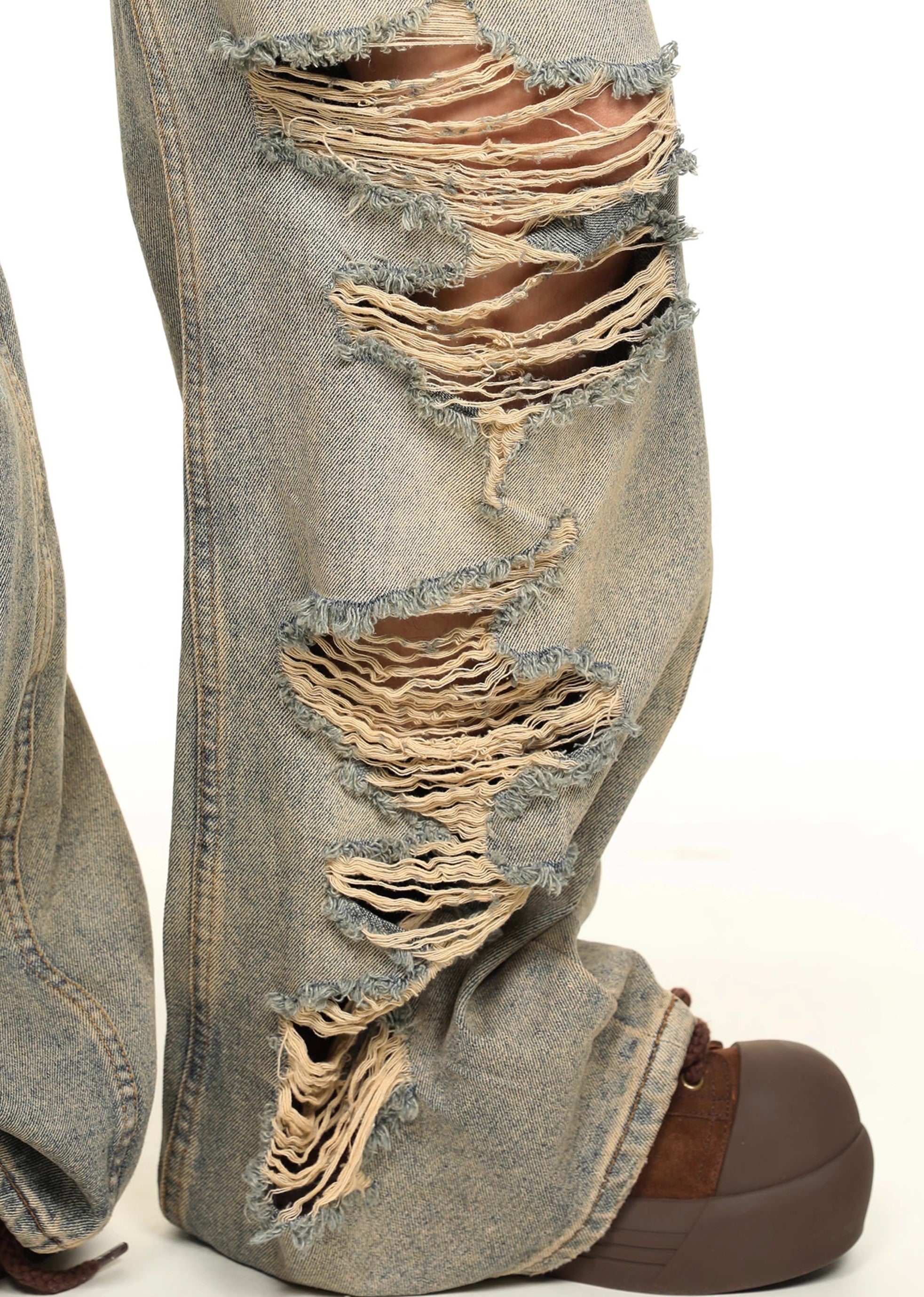 【Future Boy】Multi-distressed vintage design denim pants  FB0007