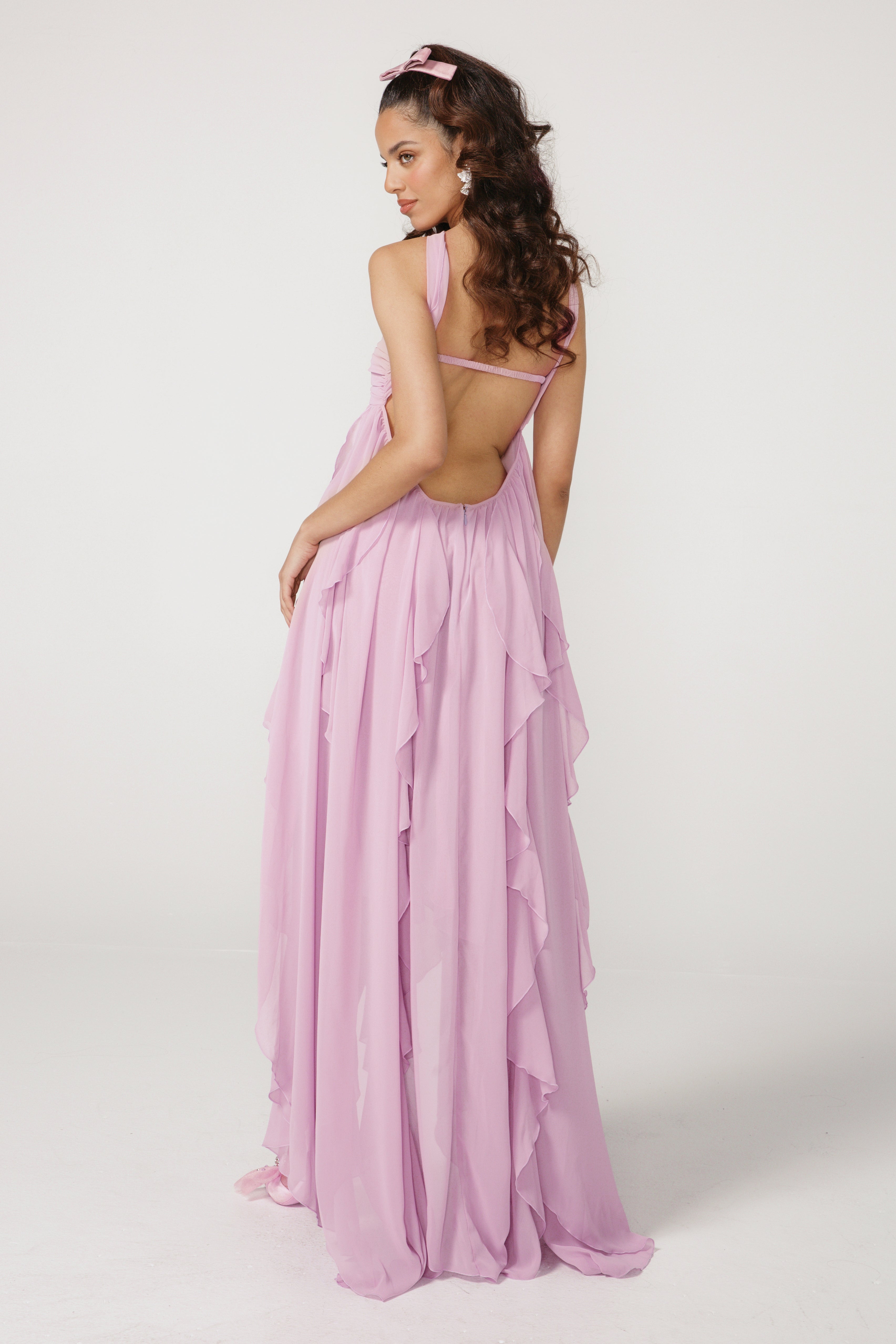 Purple Elegant Strapless Maxi Dress