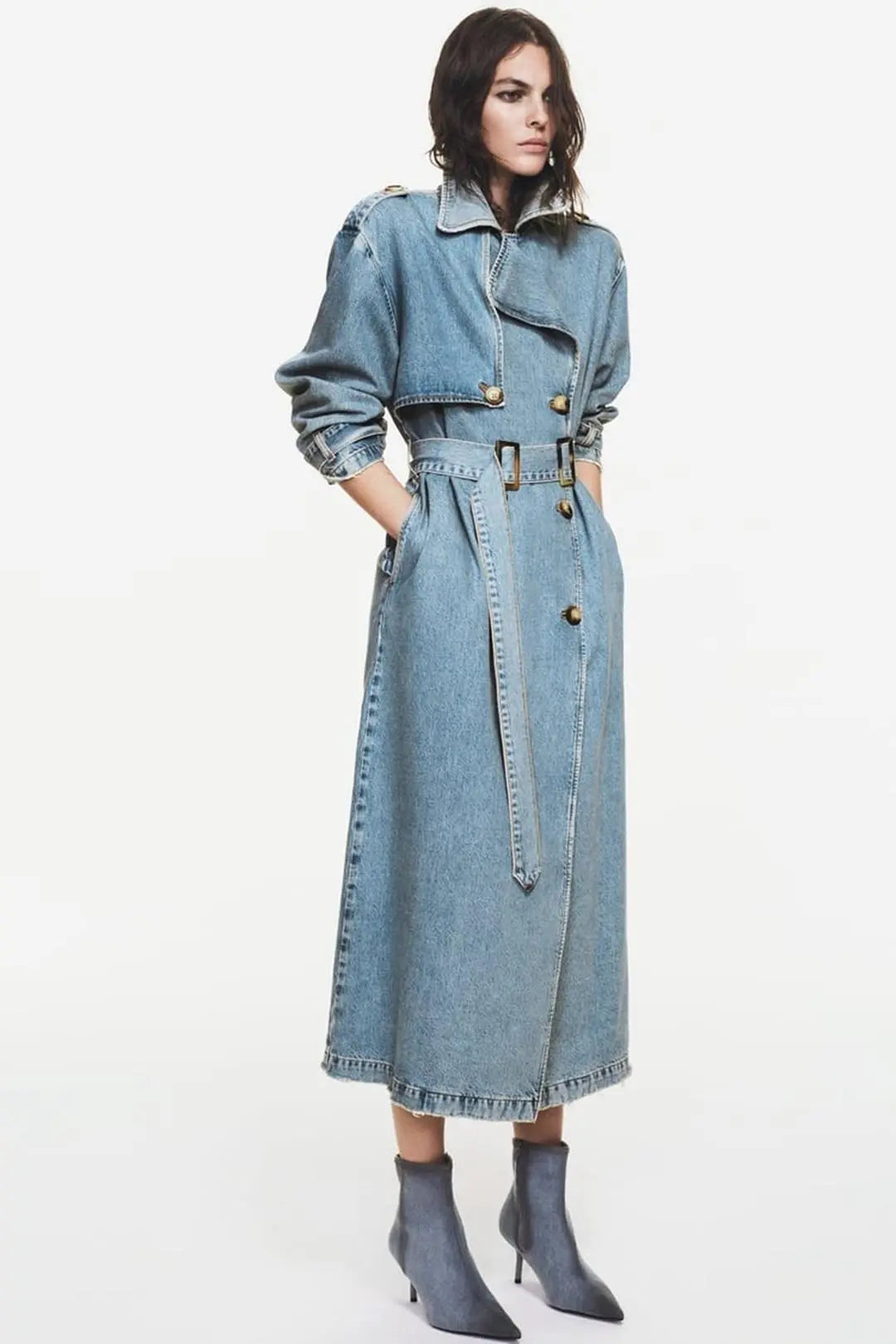 Light linen dress with and denim jacket