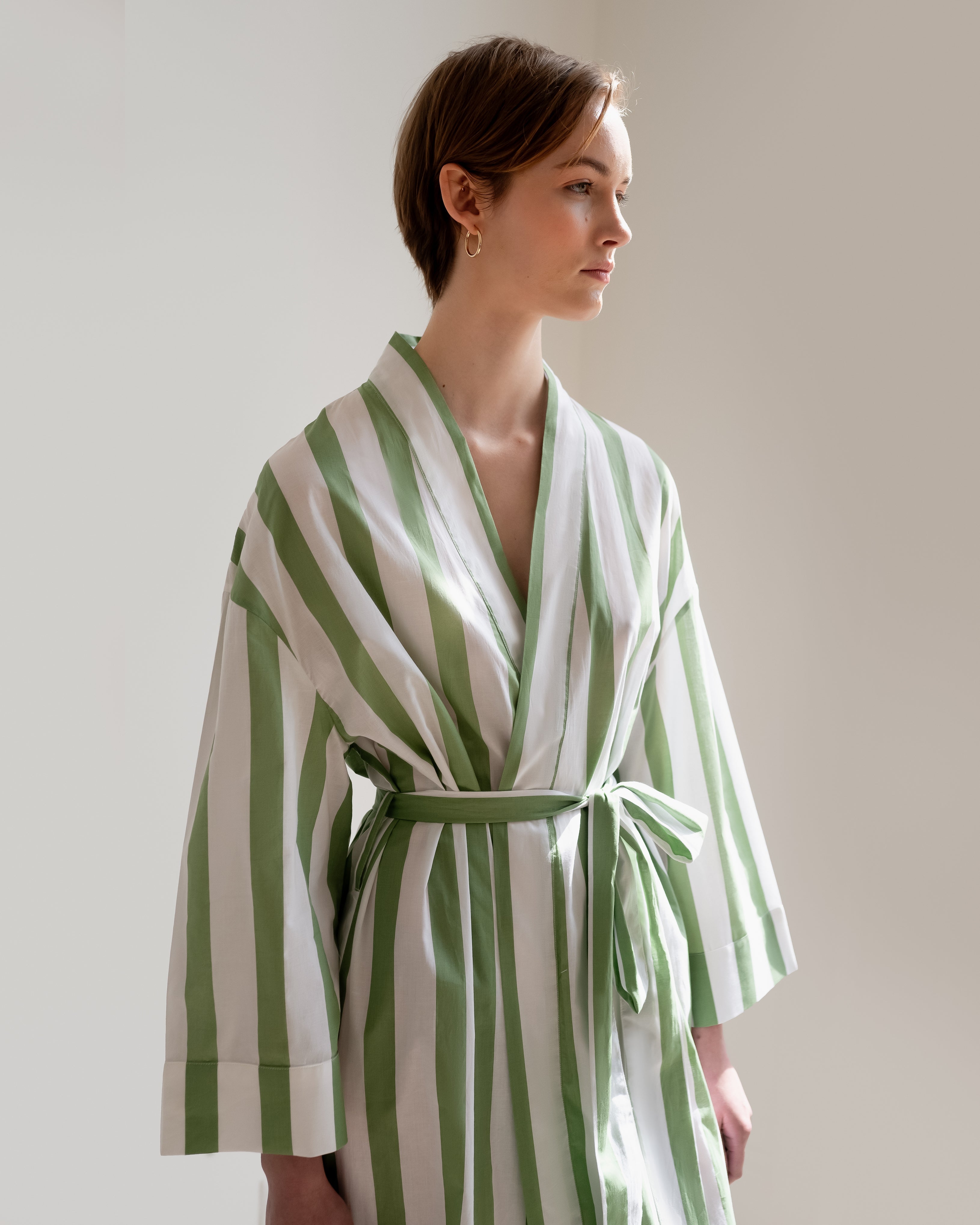 callistari Sage Stripe Robe