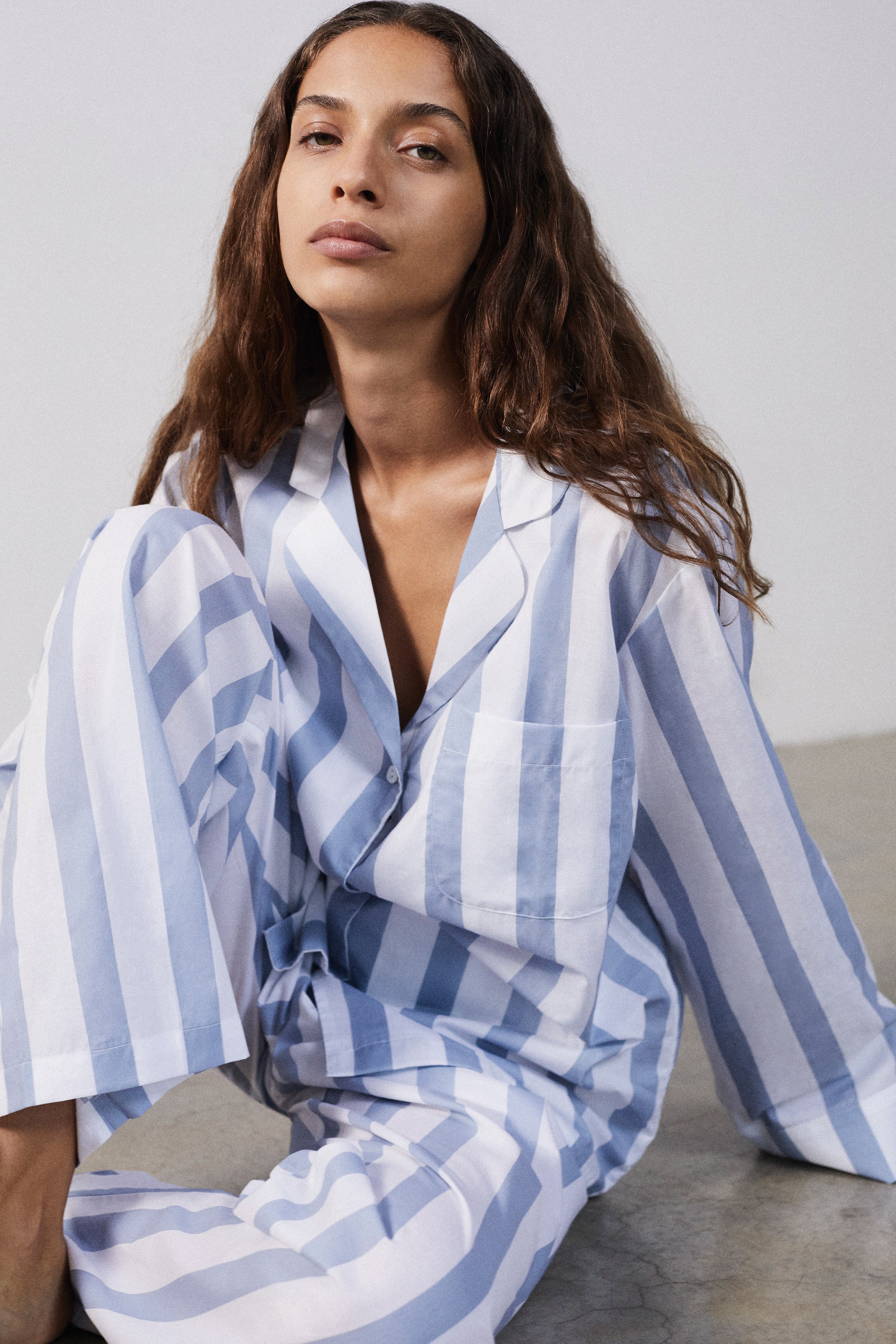 Dusty Blue Stripe Pyjama Set