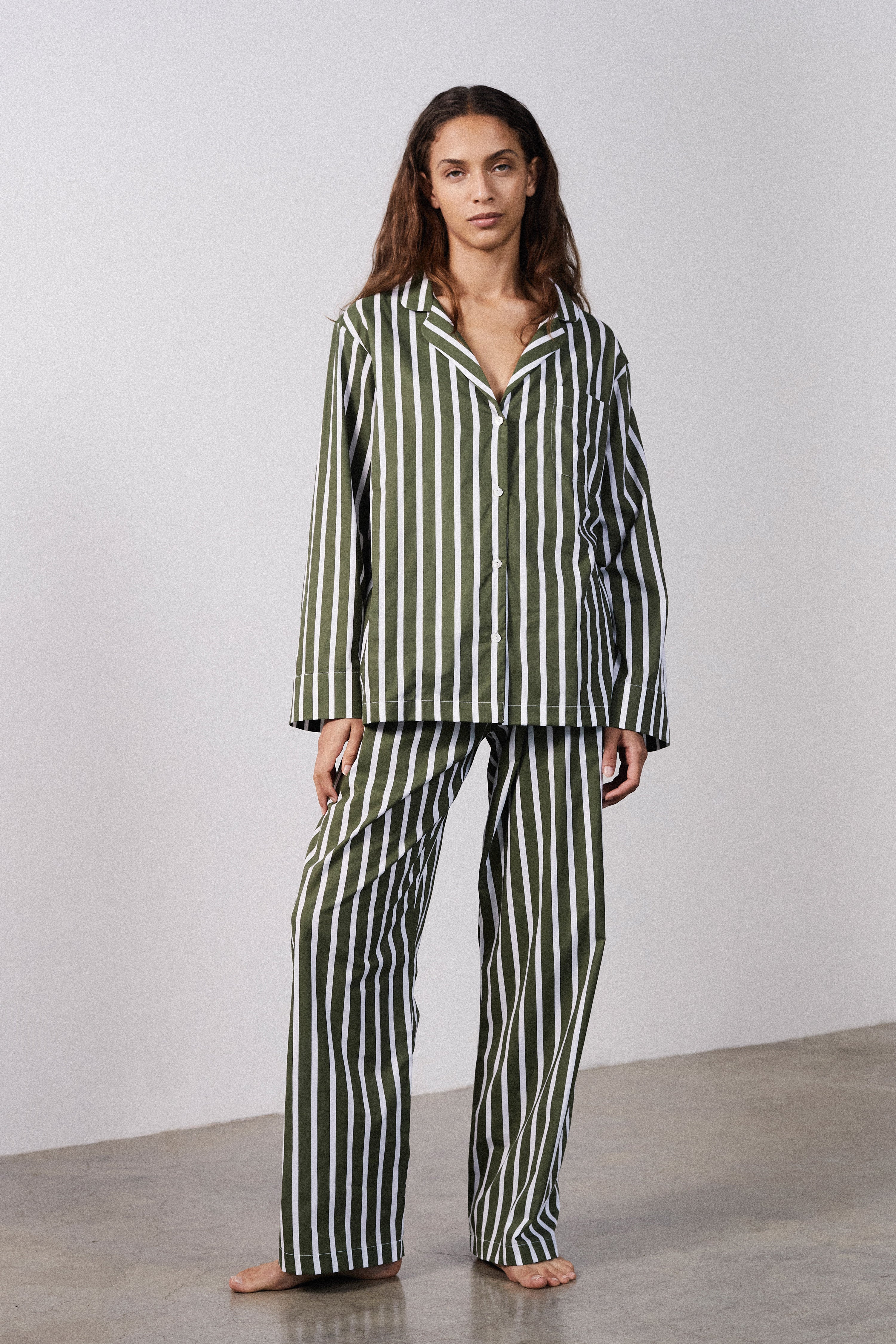 Olive Stripe Pyjama Set